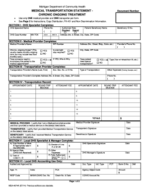 Medical Transportation Statement  Form