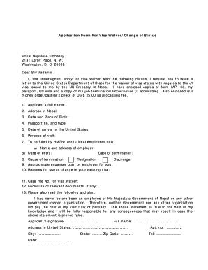 Statement of Reason J1 Waiver Example  Form