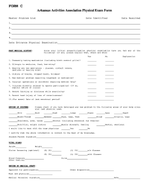 Arkansas Activities Association Physical Exam Form