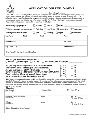 APPLICATION for EMPLOYMENT Aacres  Form