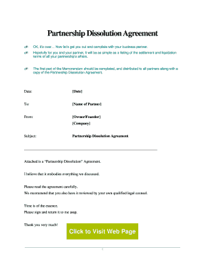 Partnership Dissolution This is a Sample Business Contract Providing the Terms of Dissolving Your Partnership  Form