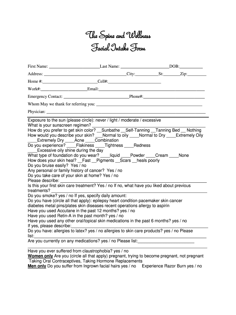 Facial Client Consultation Form PDF