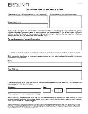 Equiniti Sharehloder Gone Away Form