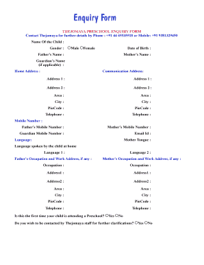 Preschool Enquiry Form