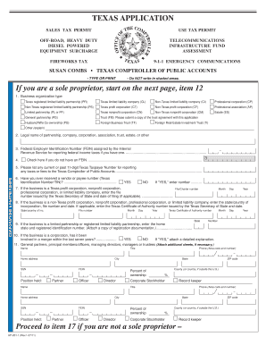 Texas Tax ID  Form