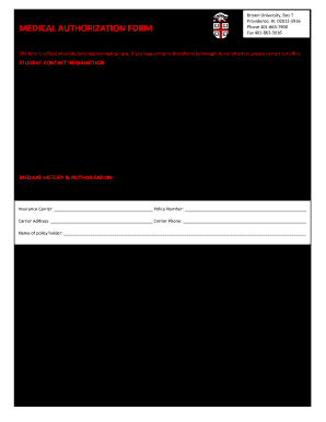  MEDICAL AUTHORIZATION FORM Brown University Brown 2014-2024