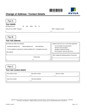 Aviva Change of Address  Form