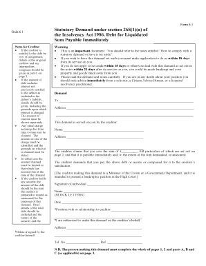 Statutory Demand Form