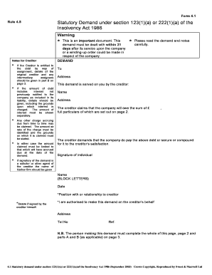 Statutory Demand  Form