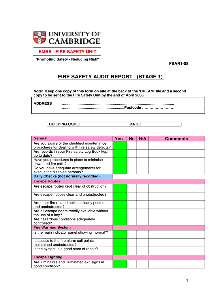 Fire Safety Audit Report PDF  Form