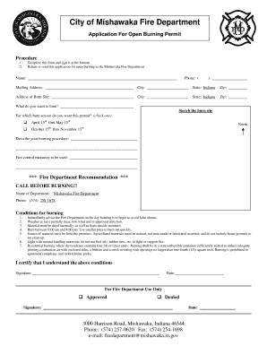 Burn Permit Application City of Mishawaka Mishawaka in  Form