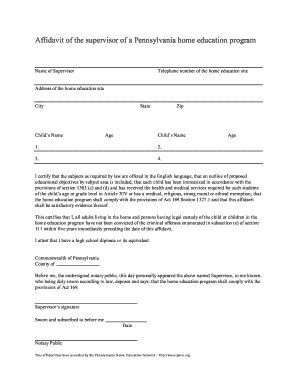 Affidavit Pennsylvania Home Education Network Phen  Form