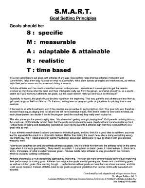 United States Olympic Committee Goal Setting Worksheet Form