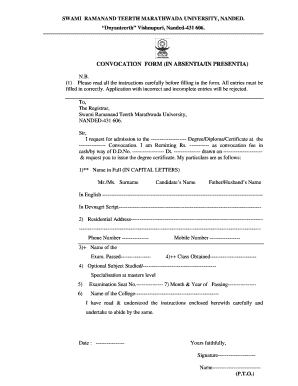 Srtmun Online Marksheet Download  Form