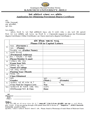 Degree Certificate Kutch University  Form