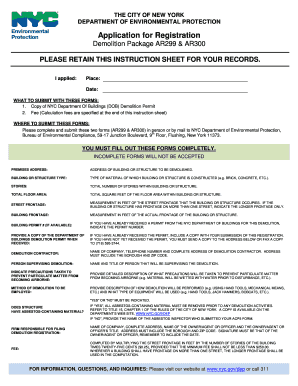 AR 299 300 Registration for Demolition NYC Gov  Form