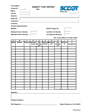 Form 300 02 Density Test Report Nuclear Gauge Scdot