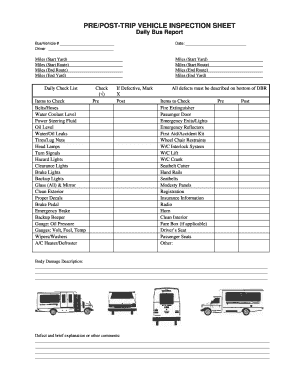 Pre Trip Inspection Sheet Printable 45 Best Vehicle Checklists