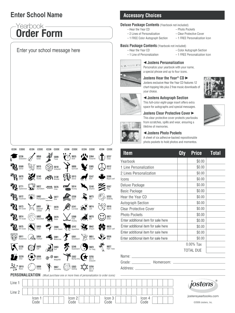 Jostens Order Form PDF