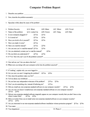 Troubleshooting Report Sample  Form