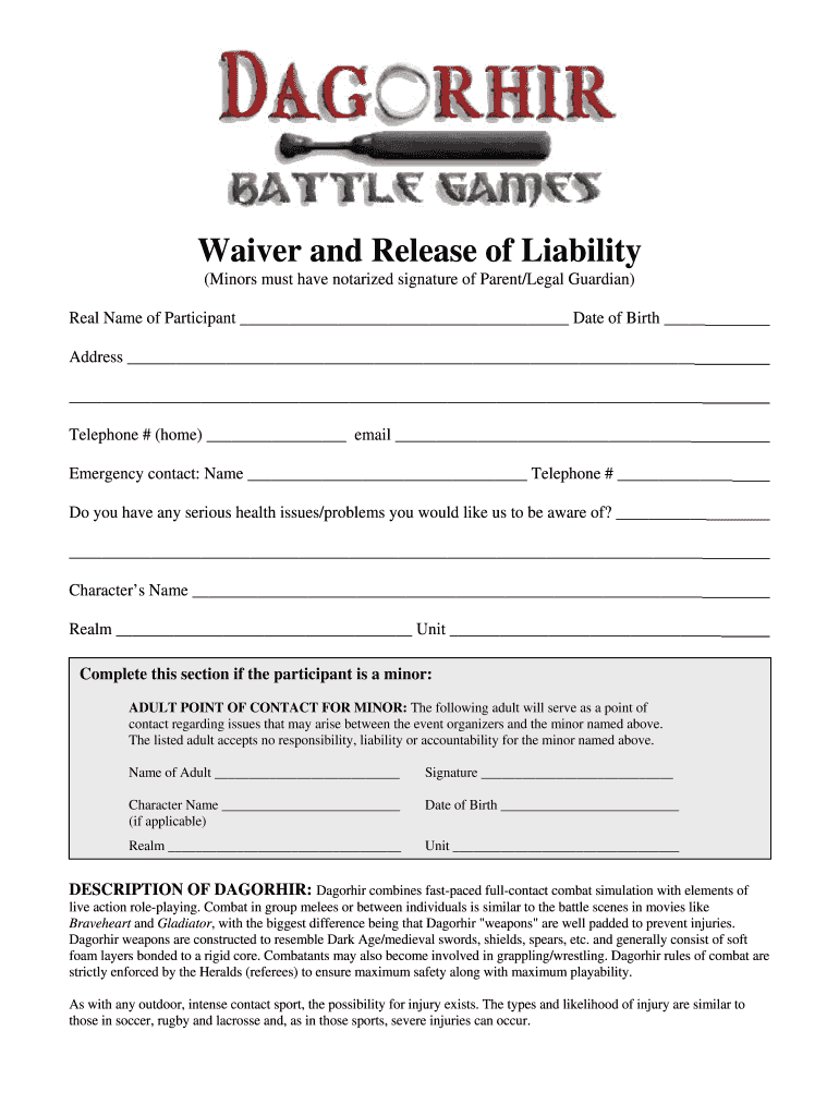 Dagorhir Waiver  Form