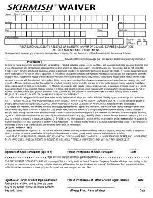 SKIRMISH WAIVER Skirmish USA  Form