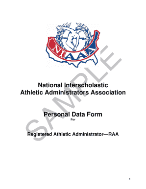 Niaaa Personal Data Form