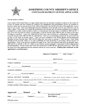 Get and Sign Josephine County Concealed Carry  Form