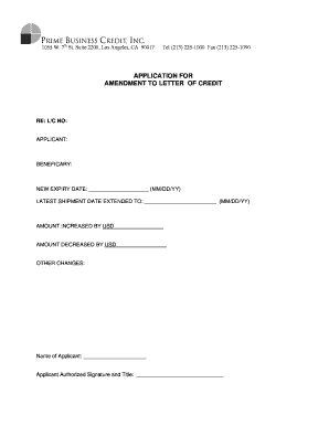 Lc Amendment Letter Format in Word