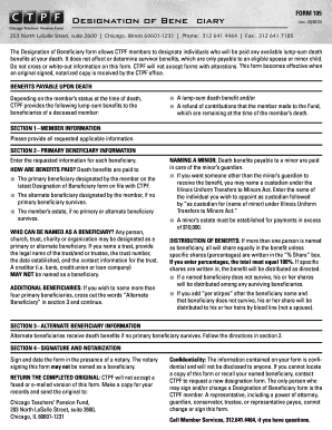 Designation of Beneficiary Form 105 Public School Teachers Ctpf