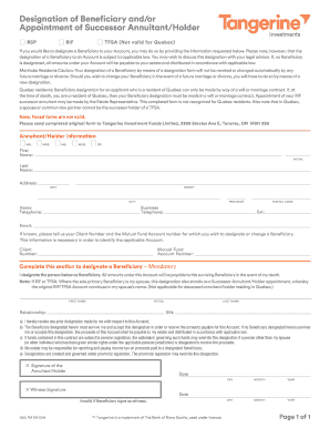 Tangerine Beneficiary Form