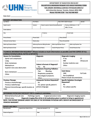 Margaret Cancer Centre Referral  Form