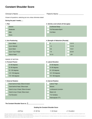 Constant Score Shoulder PDF  Form