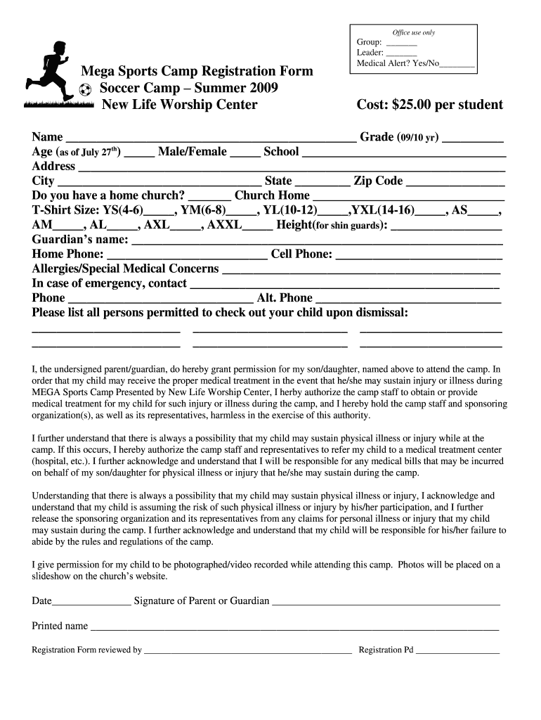 Soccer Camp Registration Form Fill Out and Sign Printable PDF