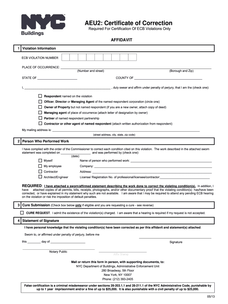  Correction Form 2013