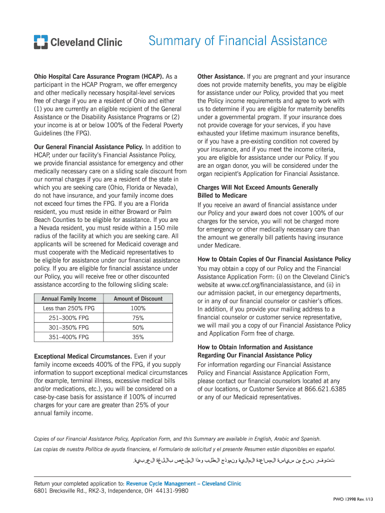  Cleveland Clinic Hcap Application 2013