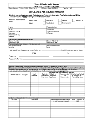 Utar Course Registration  Form