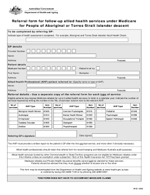 Referral Form for Follow Up Allied Health Services under Medicare for Psychology Org