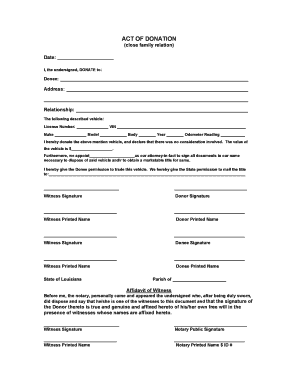 ACT of DONATION Auto Title Express  Form