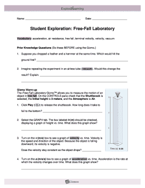 Fall Laboratory Gizmo Answers PDF  Form