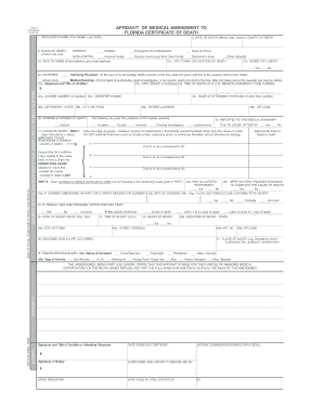 Florida Certificate of Death Affidavit  Form
