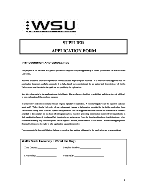Wsu Supplier Database Forms
