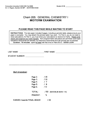 Chem 205 Concordia Final Exam  Form