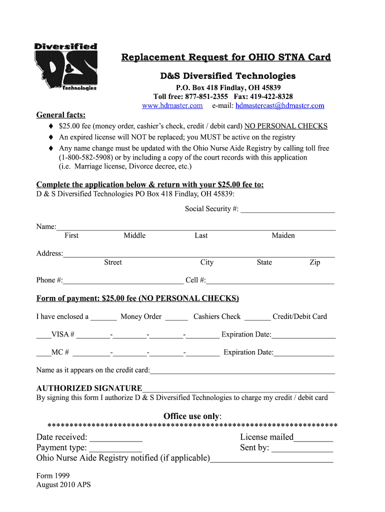 Get and Sign Stna Registry Ohio 2010-2022 Form