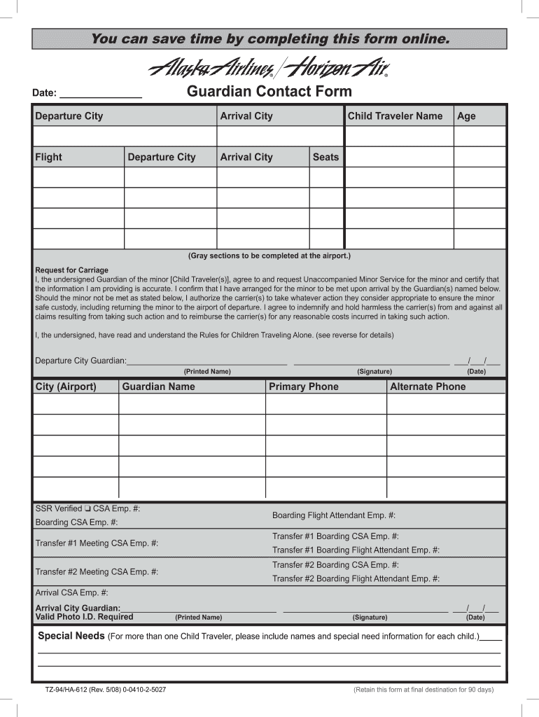  Alaska Airlines Contact Form 2008