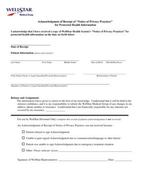 Acknowledgment of Receipt of Notice of Privacy Practices for Protected Health Information I Acknowledge that I Have Received a C