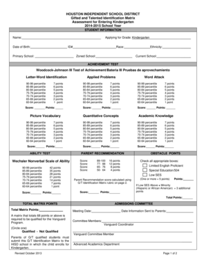 Hisd Gt Identification Matrix  Form