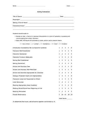 Acting Evaluation Form Houston Independent School District Houstonisd