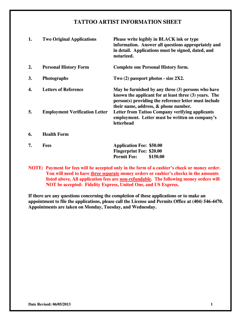 Tattoo Artist Application PDF Atlanta Police Department Atlantapd  Form