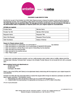 Use This Form as Part of the Ambetter from MHS Claim Dispute Process to Dispute the Decision Made during the Request for